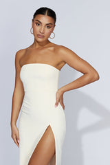 Rachel Maxi Split Front Dress - Bone