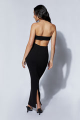 Jessa Diamante Rope Cut Out Midi Dress - Black