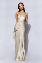 Calliope One Shoulder Maxi Dress - Blush Gold
