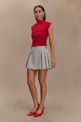 Ellia High Neck Sleeveless Top - Red