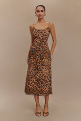 Leanne Chiffon Midi Dress - Leopard Print