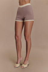 Julianne Contrast Knit Shorts - Pebble/Ivory