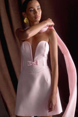 Orellia Strapless Suiting Mini Dress - Soft Pink