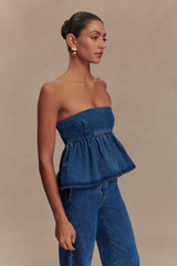 Pauline Strapless Denim Top - 90'S Blue