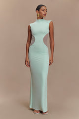 Massie Slinky And Mesh Maxi Dress - Lagoon
