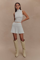 Indy Pointelle Knit Mini Skirt - Ivory