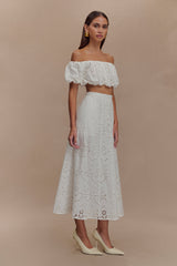 Autumn Off Shoulder Bubble Top - White