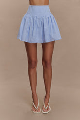 Gretel Hem Mini Skirt - Blue Pinstripe