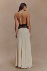 Dinah Lace And Satin Maxi Dress - Black/Ivory