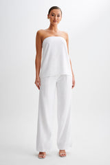 Luisa Strapless Linen Top - White