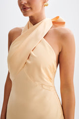 Francine Satin Halter Mini Dress - Peach