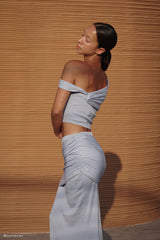 Irene Gathered Knit Top - Blue