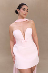 Orellia Strapless Suiting Mini Dress - Soft Pink