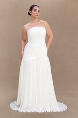 Juno Strapless Pleated Maxi Gown - White