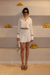 Julianna Cotton Pleated Mini Skirt - White