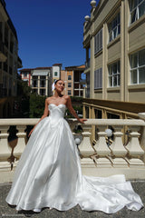 Delphine Satin Strapless Maxi Gown - White