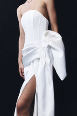 Galia Satin Corset Gown - White