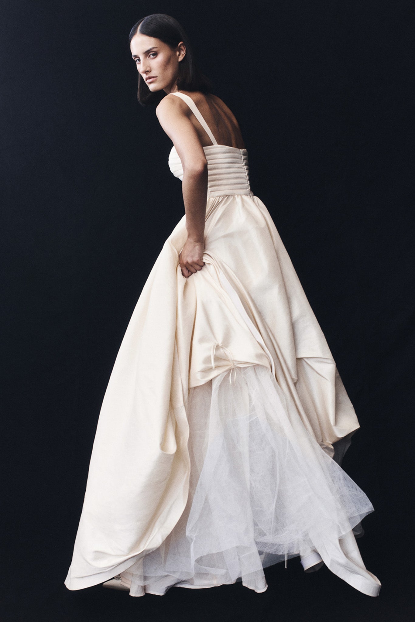 Carla Ruched Gown - Cream Ivory