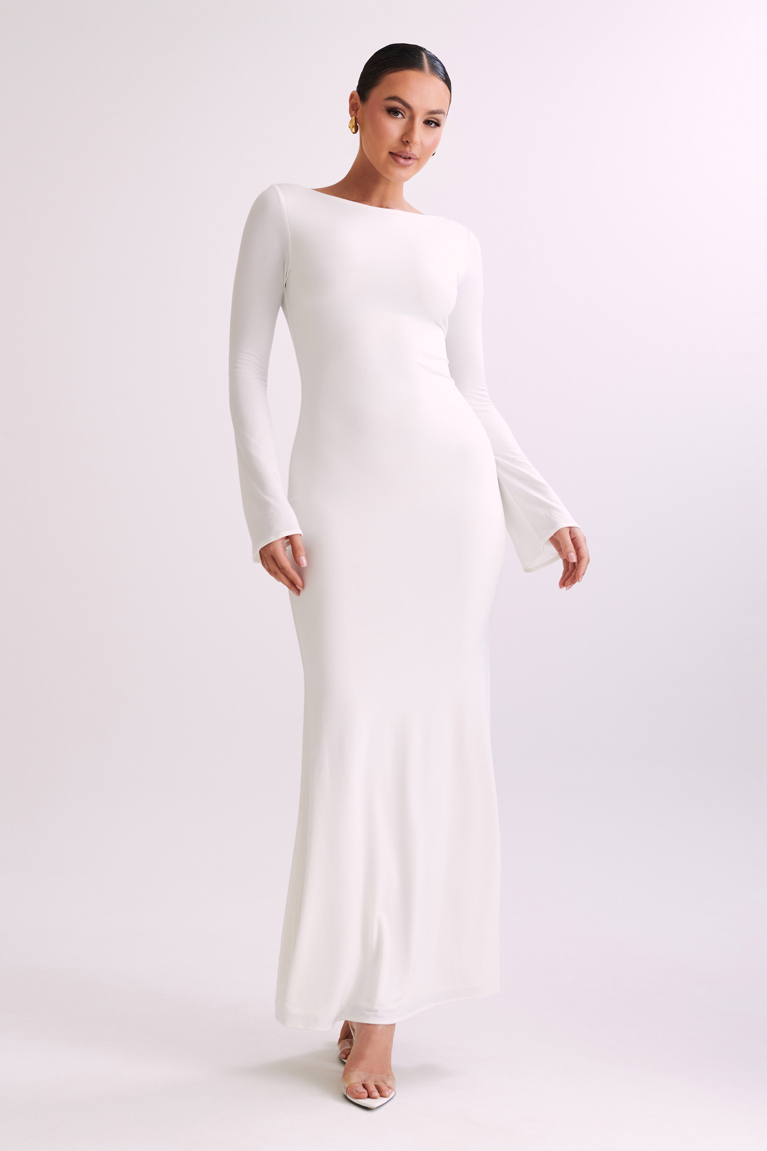 Tarna Slinky Fishtail Maxi Dress - Ivory