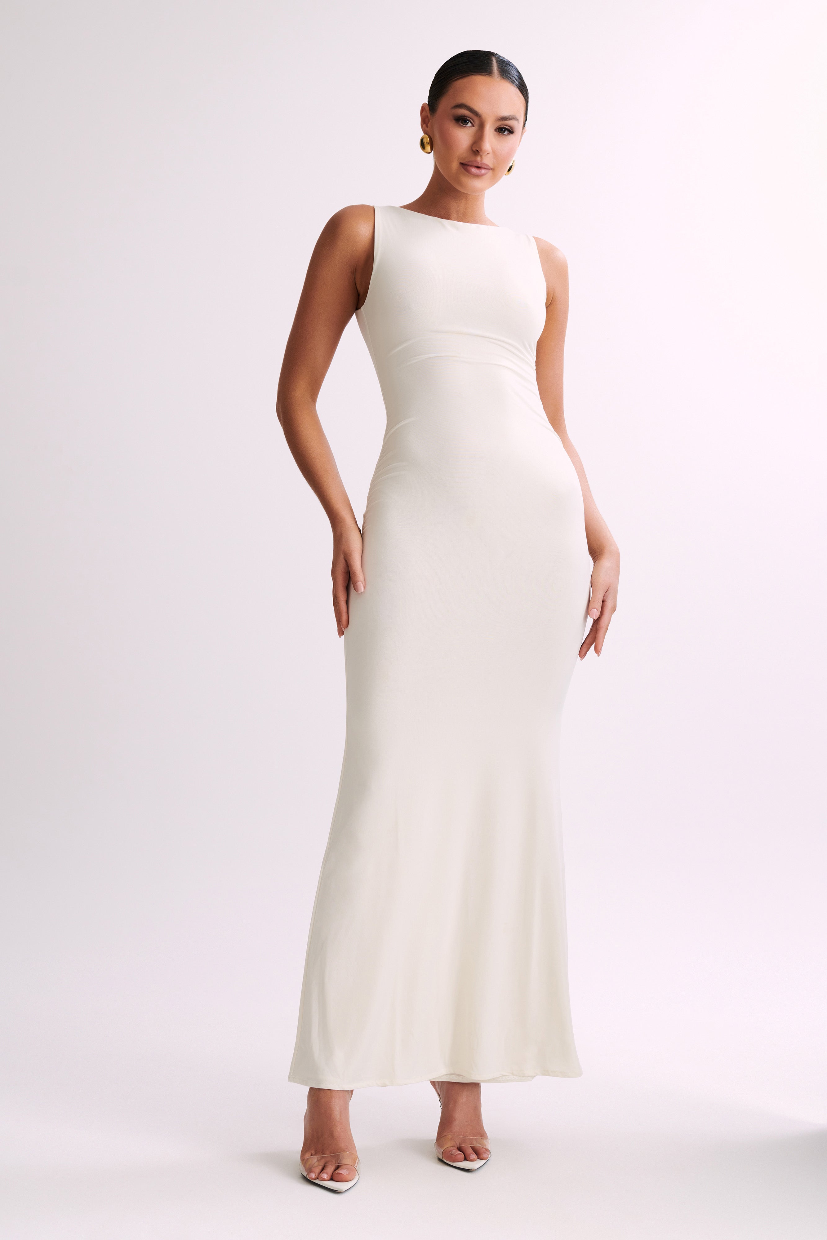 Tarna Sleeveless Slinky Maxi Dress - Bone