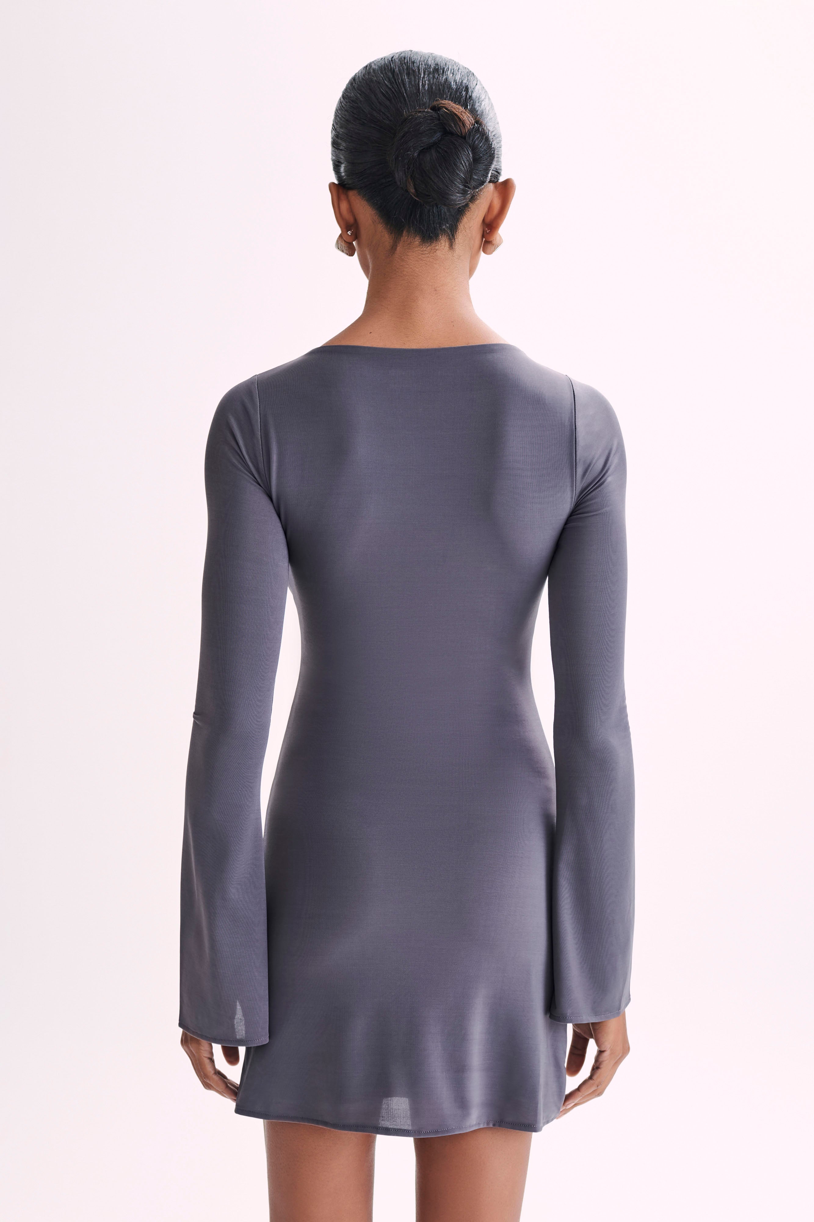 Tarna Slinky A-Line Mini Dress - Charcoal