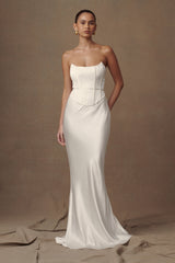 Harlow Satin Strapless Maxi Dress - Ivory