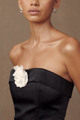 Margot Strapless Rose Corset - Black