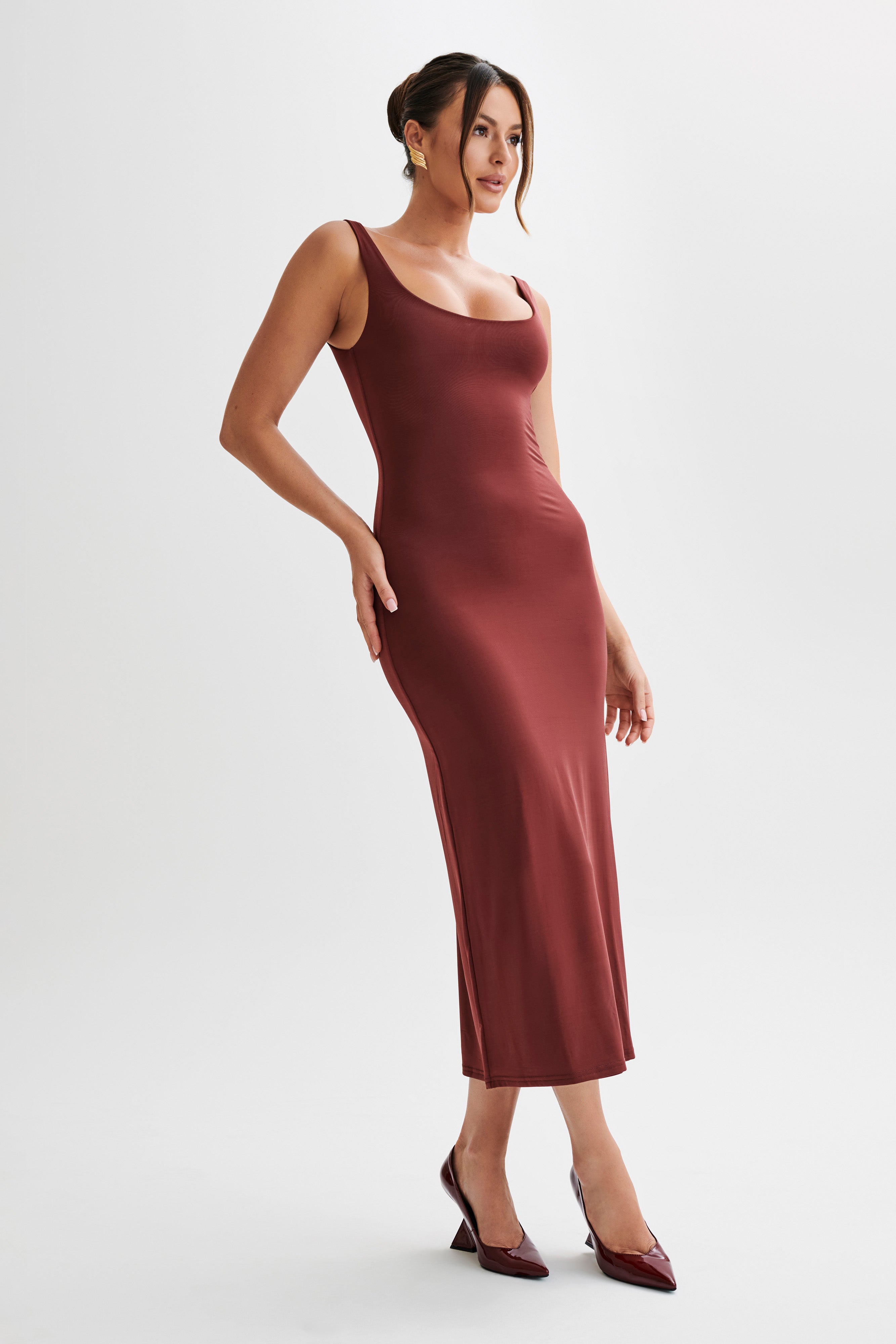 Augustine Slinky Scoop Midi Dress - Wine