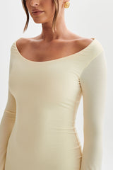 Millicent Slinky Long Sleeve Maxi Dress - Lemon