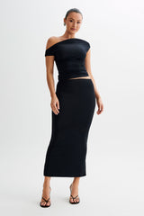 Charlene Slinky Midi Skirt - Black