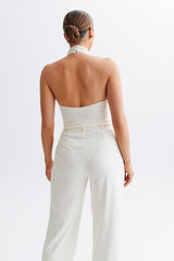 Federica Slinky Halter Neck Top - Ivory