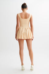 Donna Cotton Ruched Mini Dress - Peach