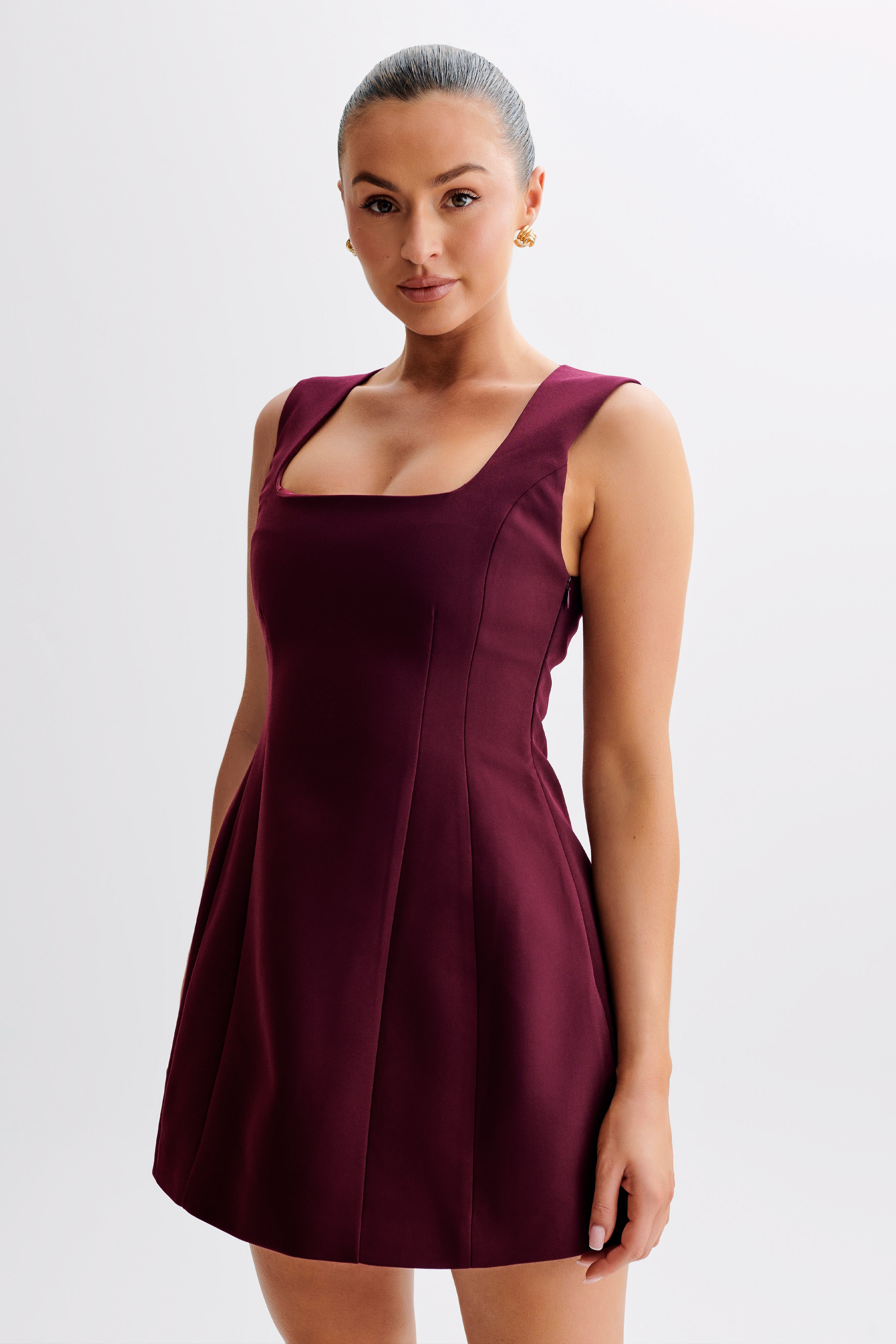 Lysandre Crepe Mini Dress - Plum