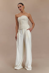 Parker Boucle Strapless Asymmetric Top - Ivory