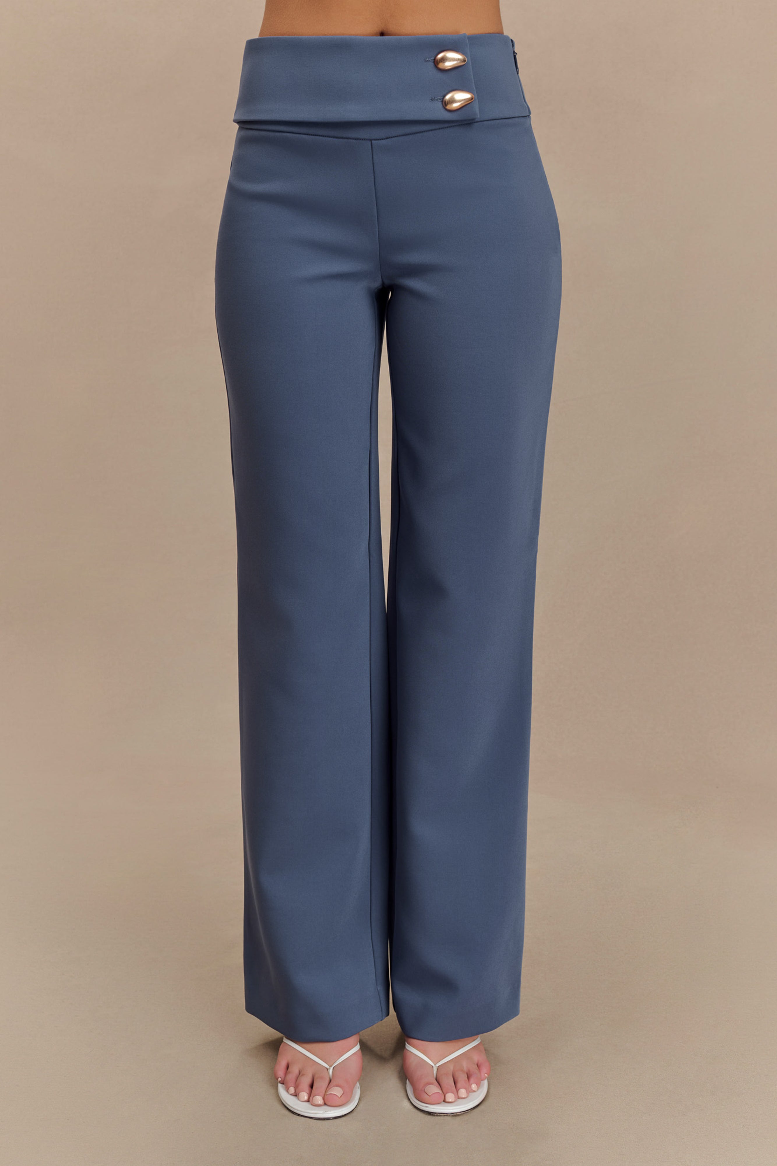 Lindie Straight Leg Suiting Pants - Steel