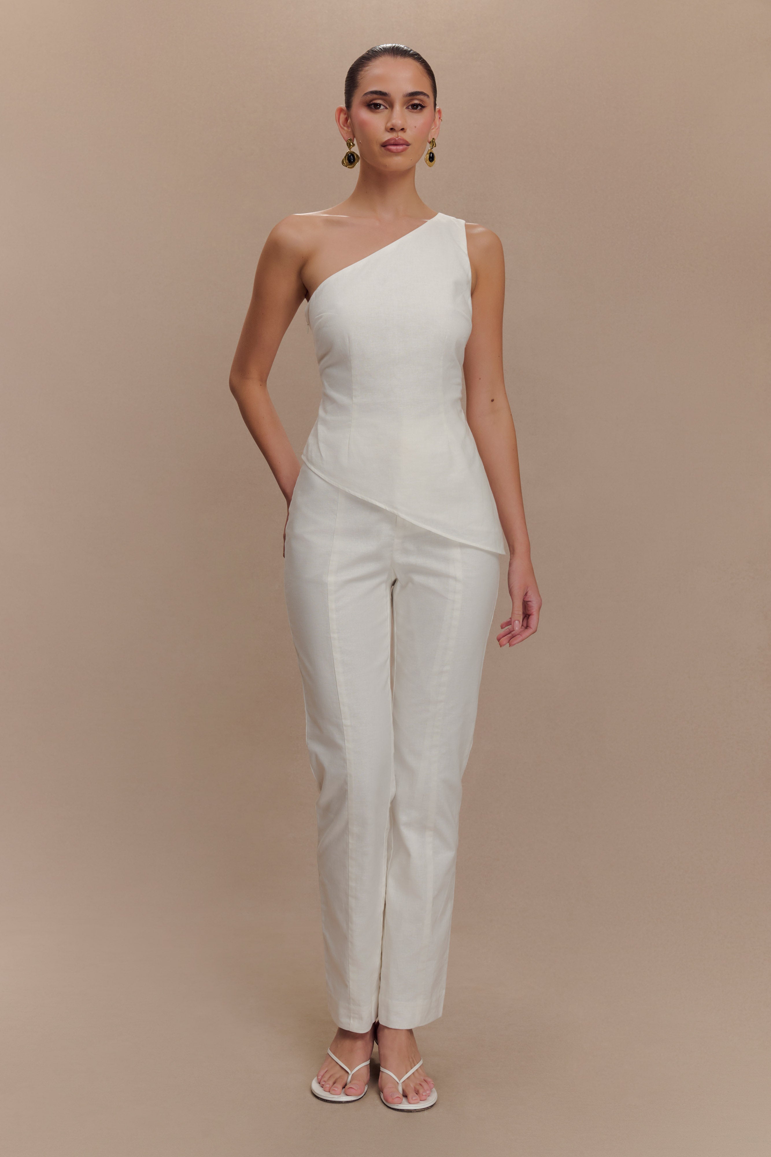 Dora Linen Straight Leg Pant - Ivory