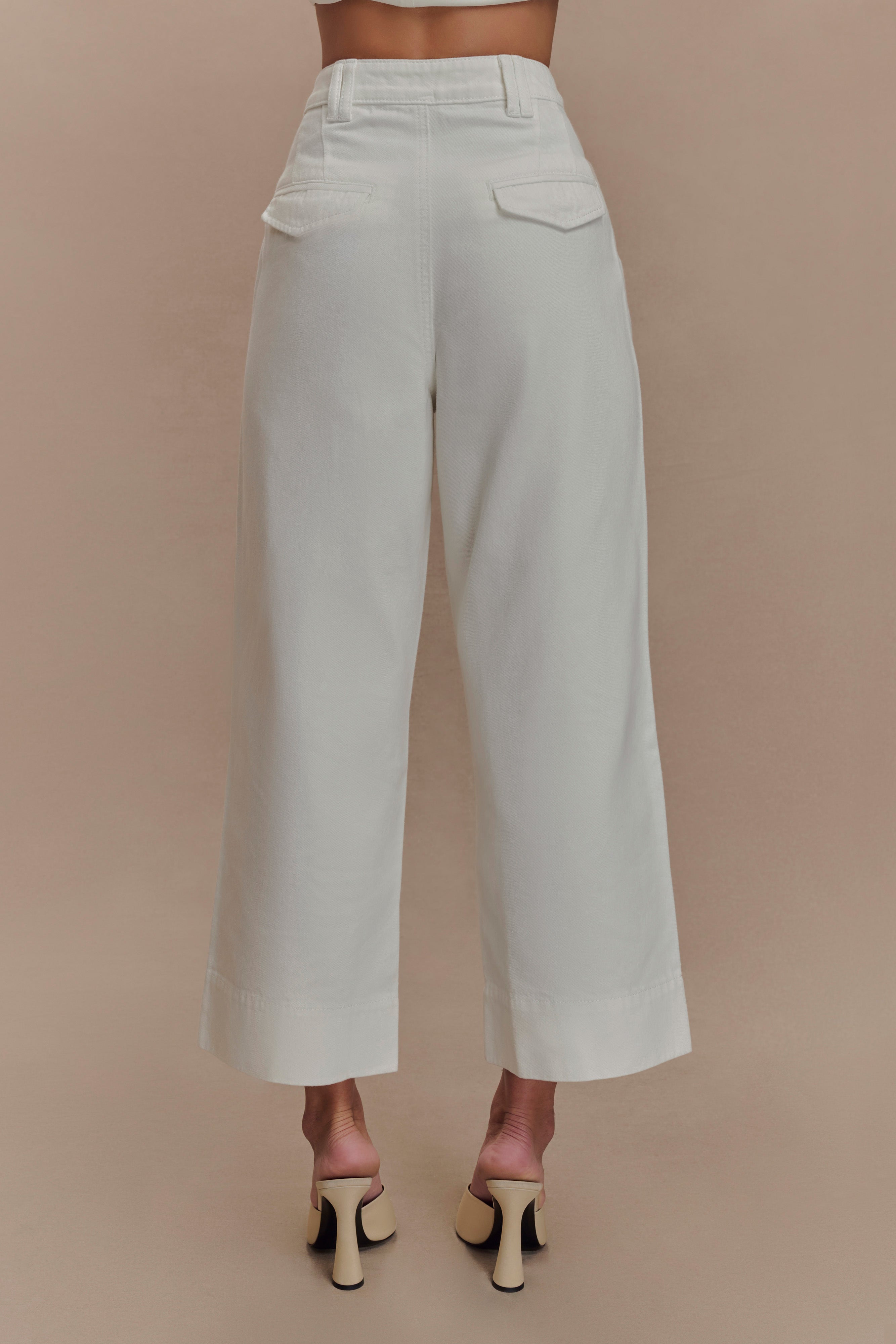 Kaitlyn Cropped Wide Leg Jeans - White