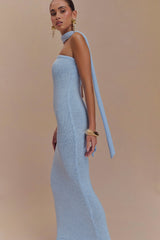Andrea Strapless Knit Maxi Dress - Light Blue