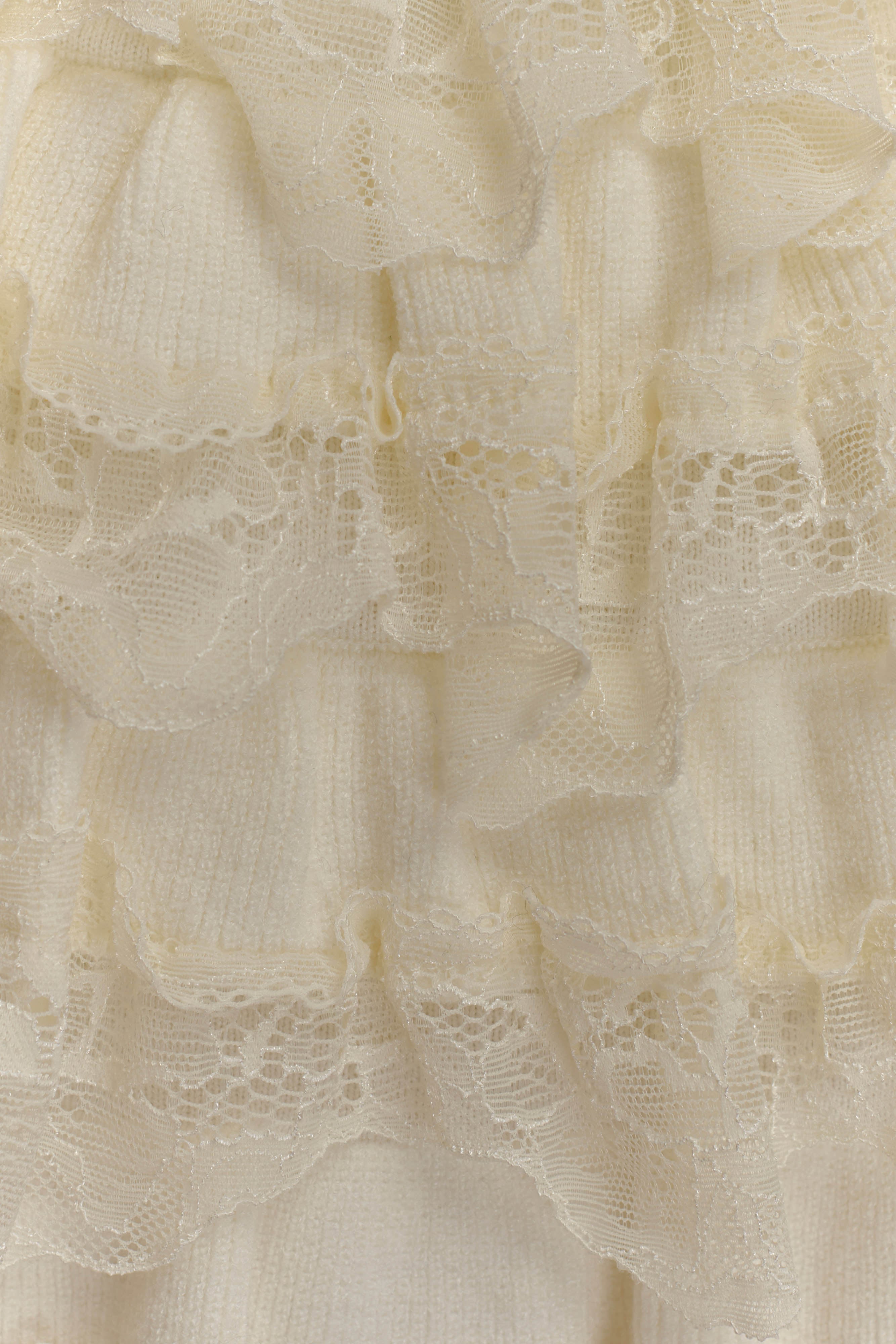 Margaret Lace Ruffle Mini Skort - Cream