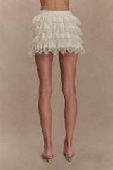 Margaret Lace Ruffle Mini Skort - Cream