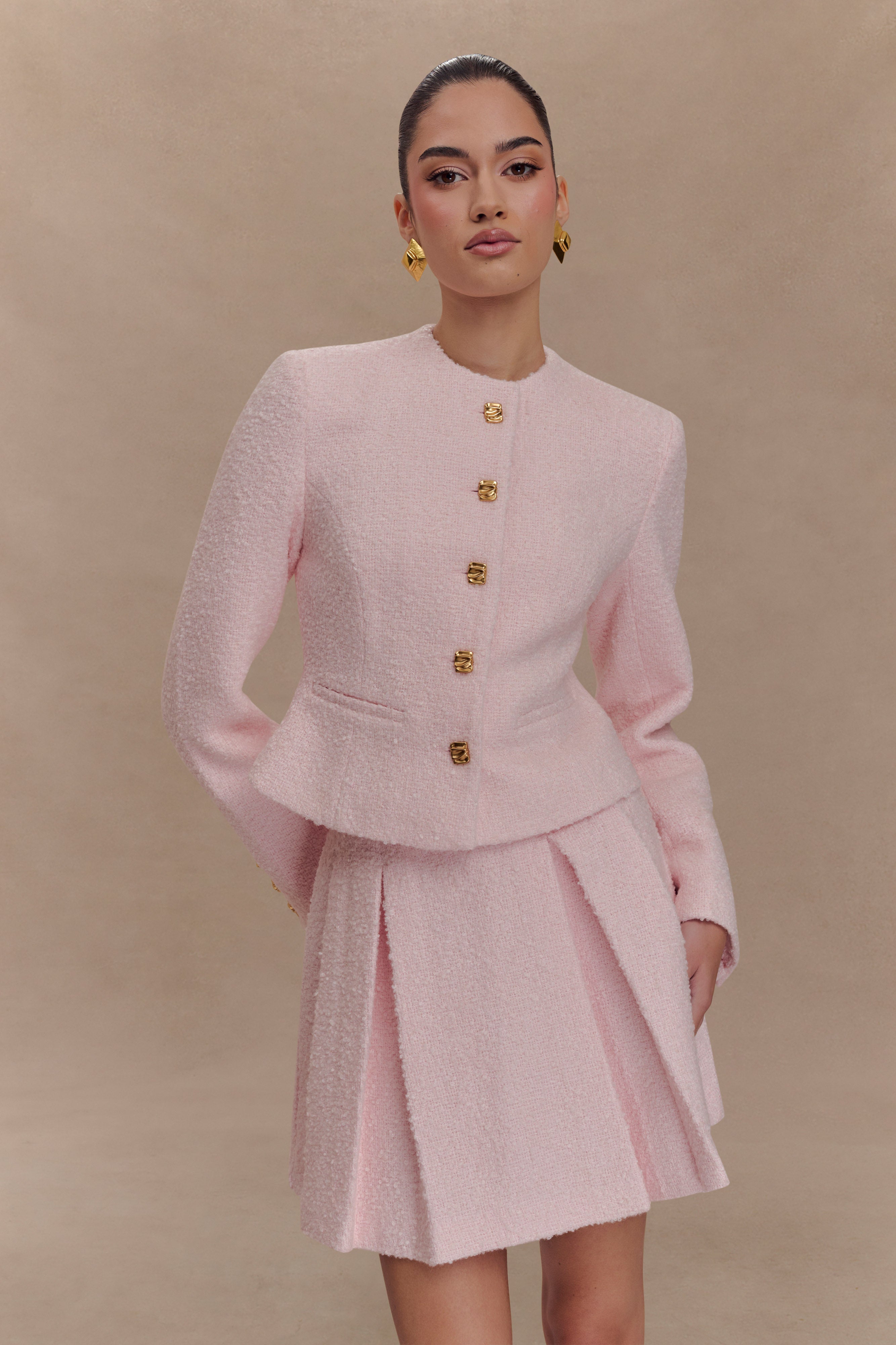 Cleo Boucle Jacket - Powder Pink