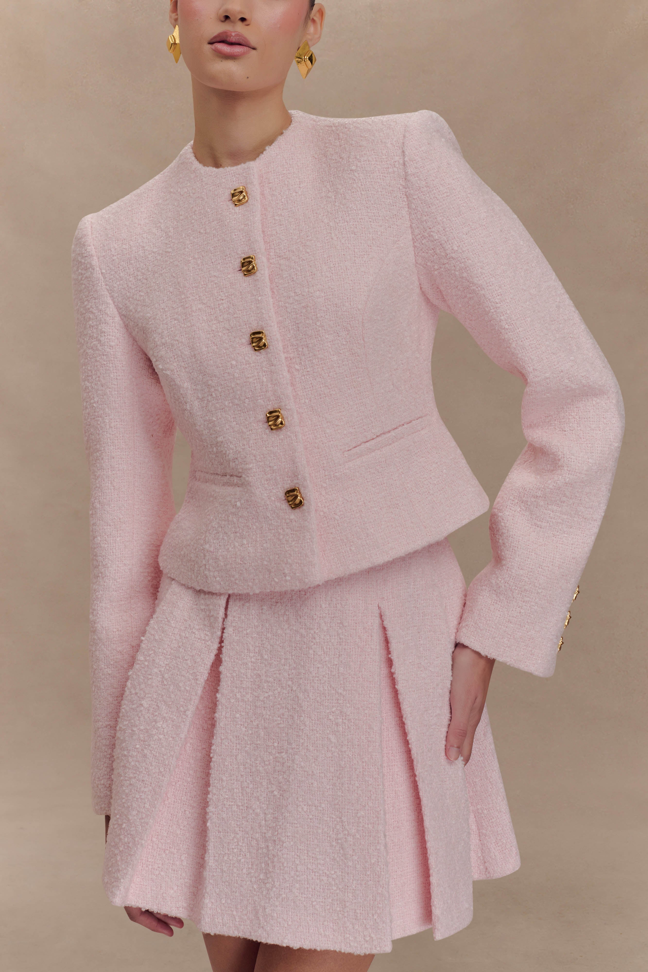 Cleo Boucle Jacket - Powder Pink