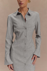 Dorian Fitted Shirt Mini Dress - Charcoal Marle