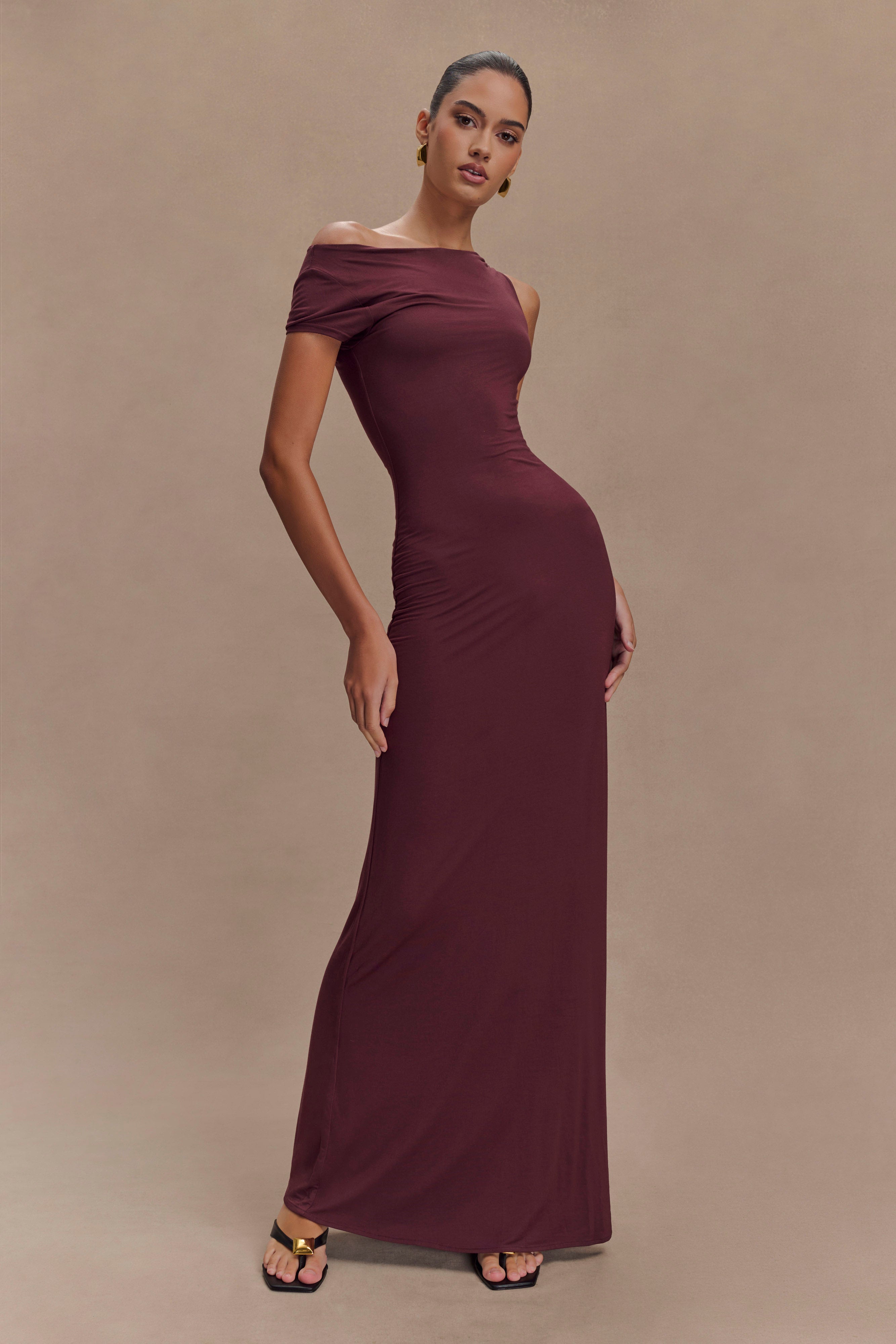 Tamsin Short Sleeve Modal Maxi Dress - Mahogany