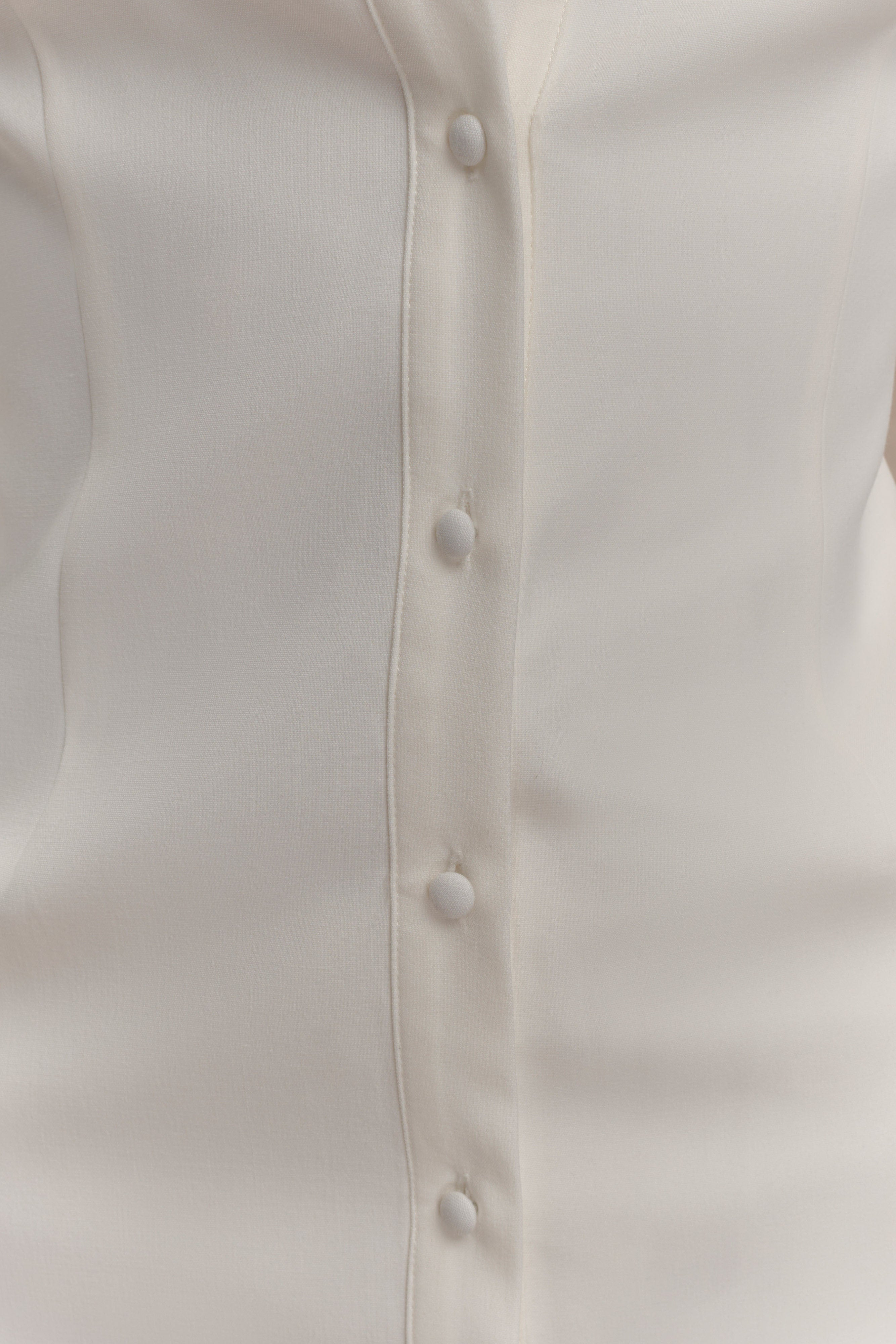 Dorian Fitted Shirt Midi Dress - White