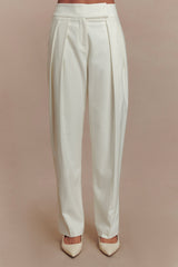 Penelope Pleated High Waisted Pants - Ivory