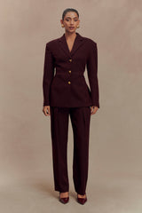 Penelope Pleated High Waisted Pants - Mahogany