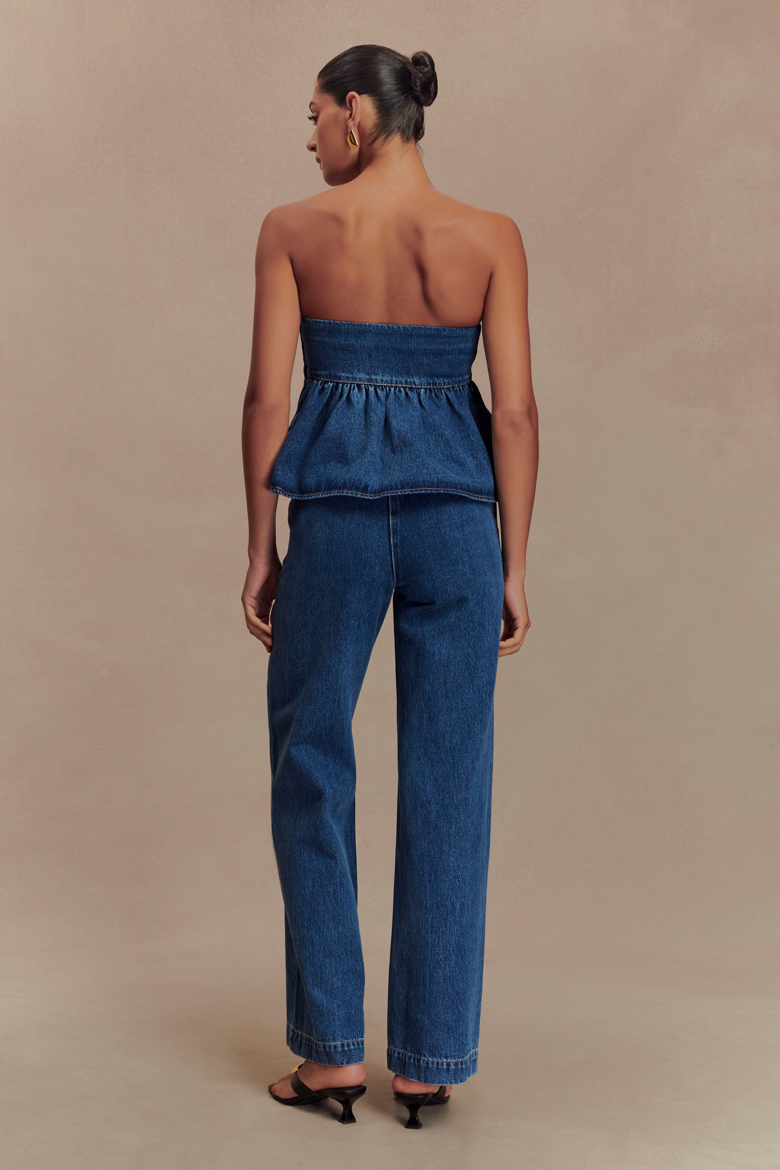 Pauline Strapless Denim Top - 90'S Blue