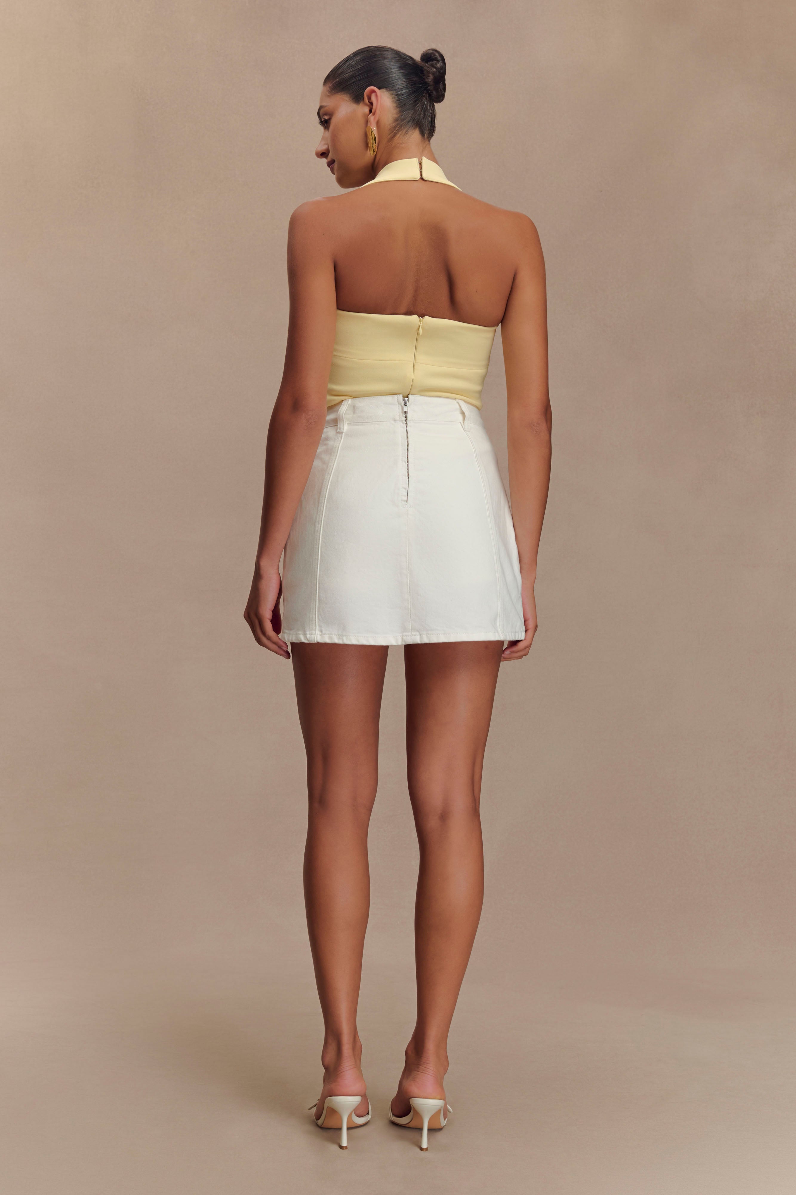 Rosalyn Mini Denim Skort - White