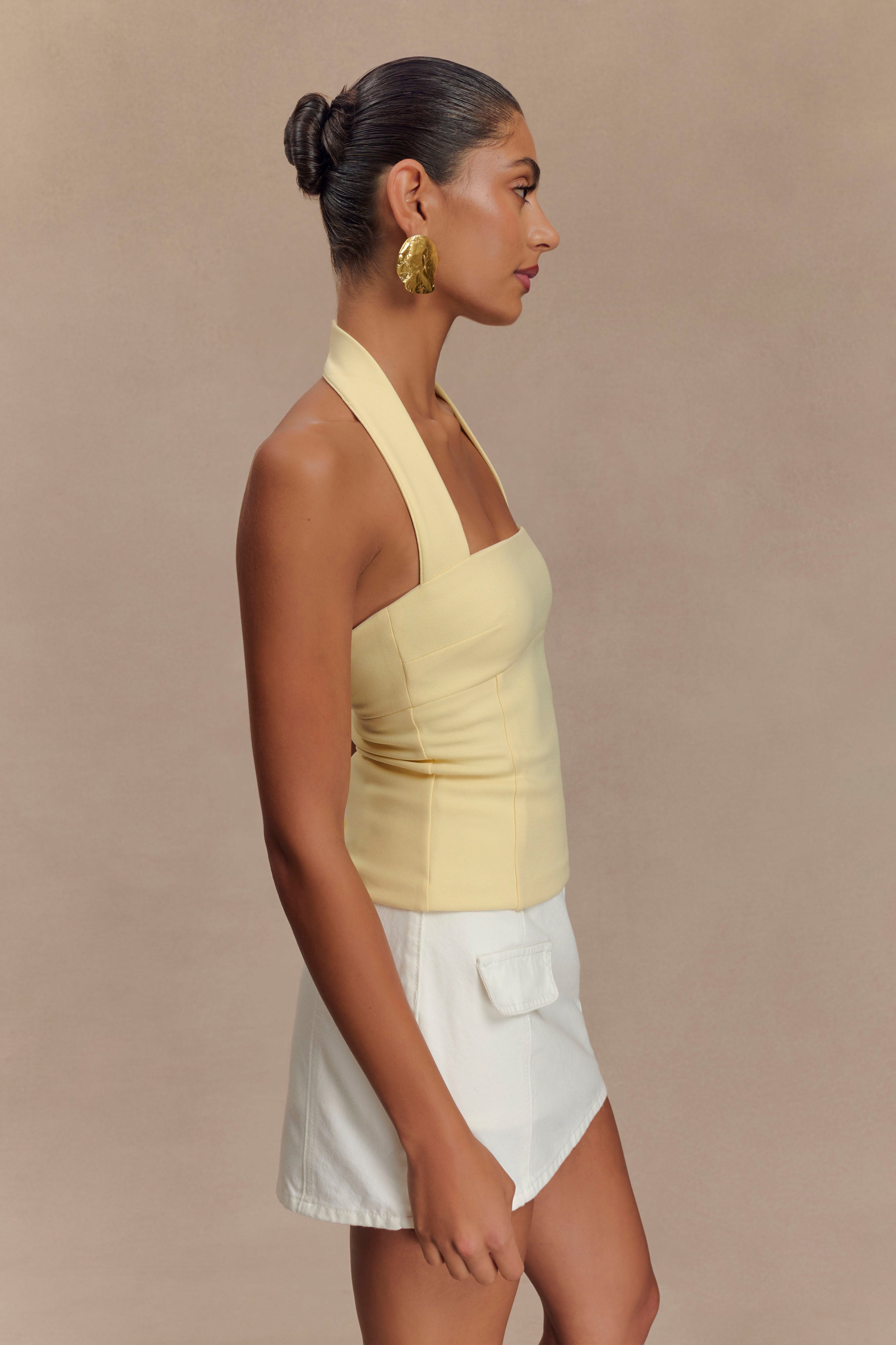 Amelita Suiting Halter Top - Pale Lemon